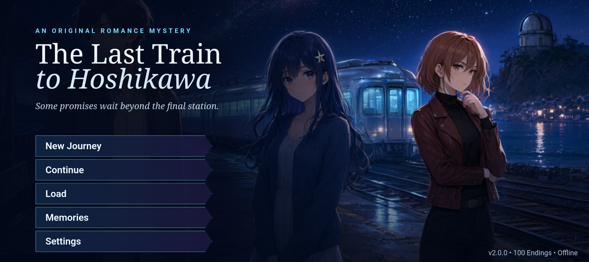 The Last Train to Hoshikawa title screen on Android